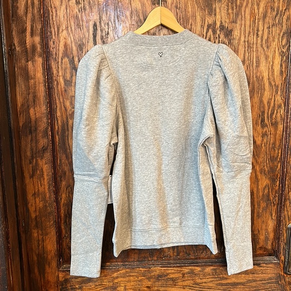 Stella & dot grey puff sleeve grey crew neck sweatshirt size xs extra small - Picture 4 of 5